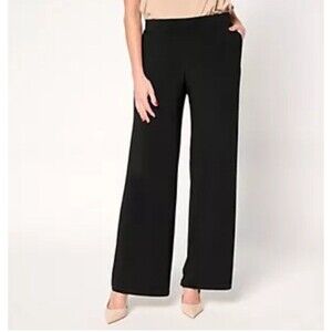 Susan Graver Regular LK Luxe Wide Leg Pants Black MP Velour Velvet